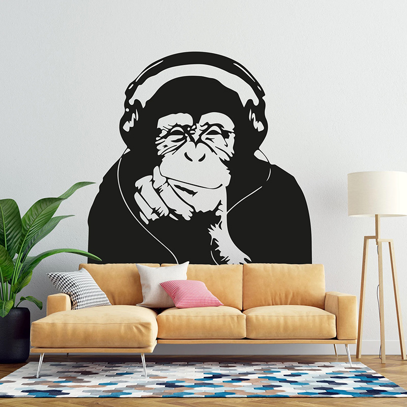 Home Cinema Room - بانكسي التفكير القرد الفينيل جدار ملصق