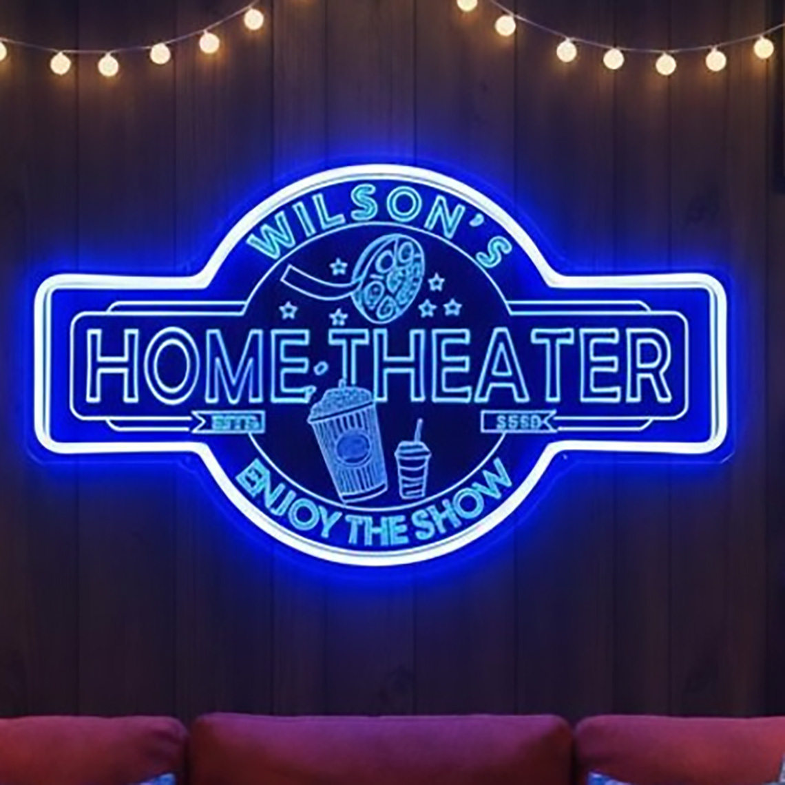 Home Cinema Room - لافتة نيون مخصصة لغرفة السينما المنزلية،