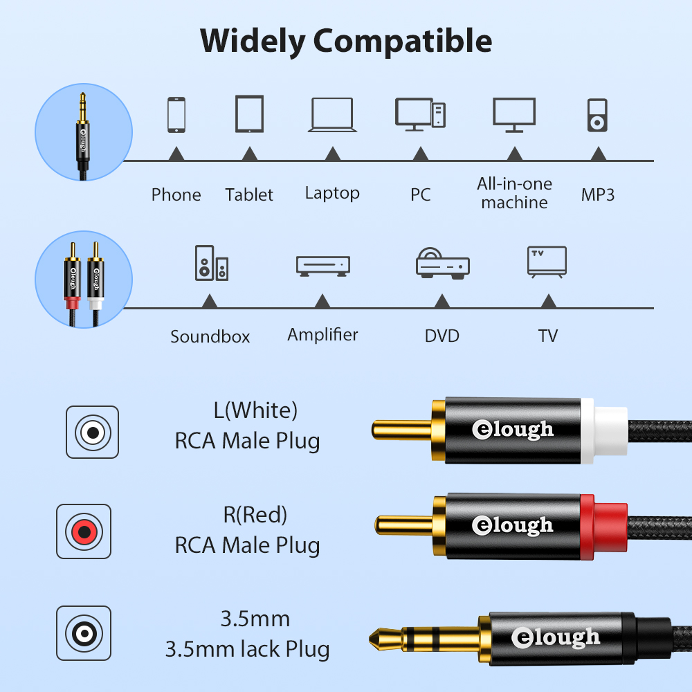 Elough كابل RCA AUX RCA كابل م - مراجعة Home Cinema Dvd وسعره