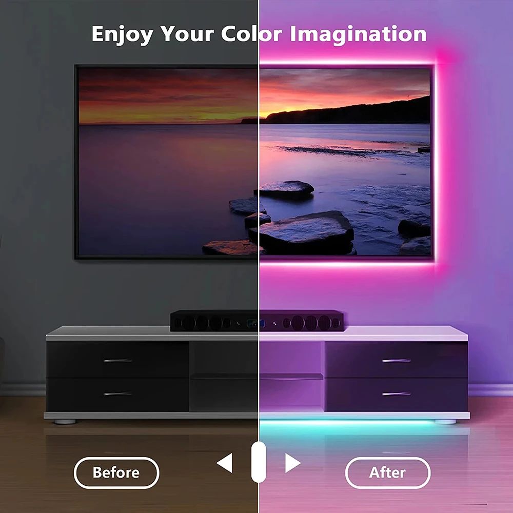شريط إضاءة LED RGB مع تحكم عبر - مراجعة Ambient Light Strip Tv وسعره